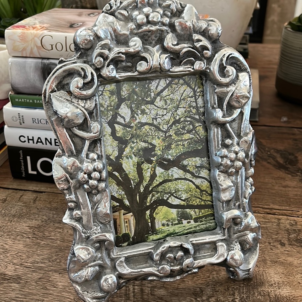 Heavy silver ornate frame
